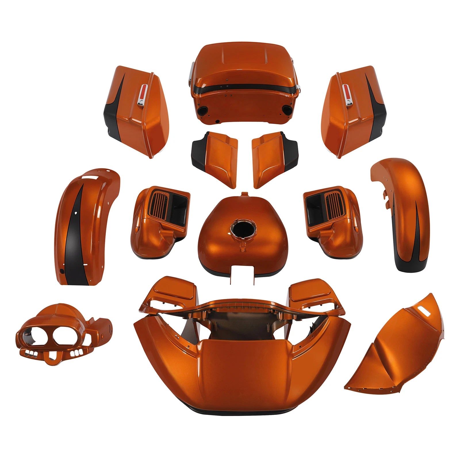 Fairings Body Kit for Harley Road Glide (2015–2024) Scorched Orange/Black Denim