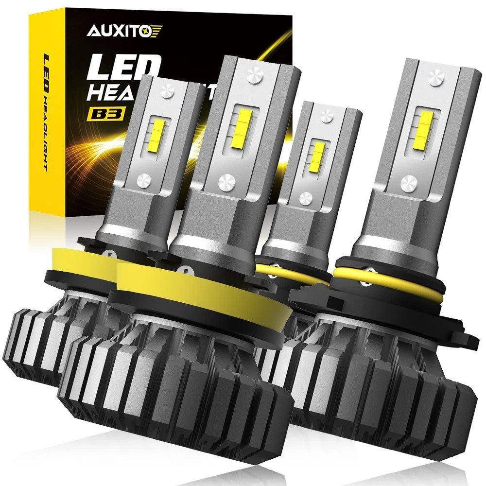 Set of 4 AUXITO 9005 H11 LED Headlight Bulbs 6500K for High Low Beam