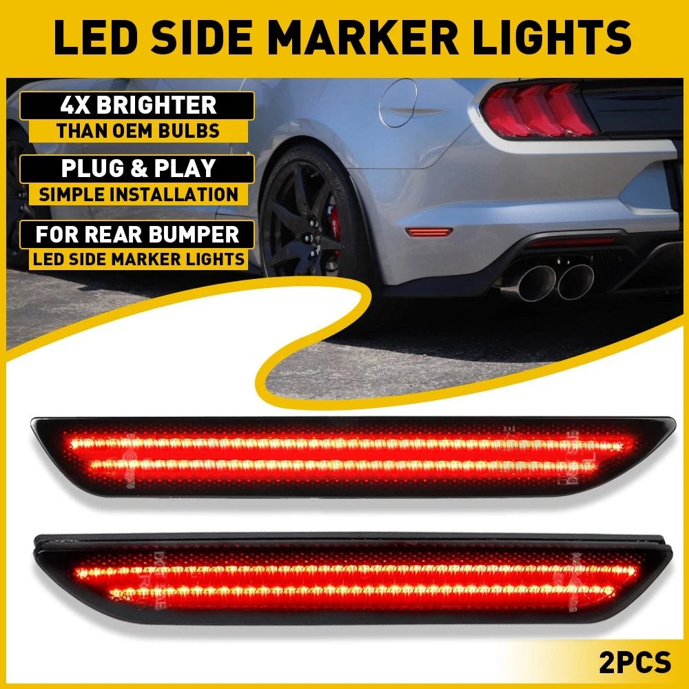 Smoked Lens LED Rear Bumper Side Marker Lights for Ford Mustang (2015–2022)