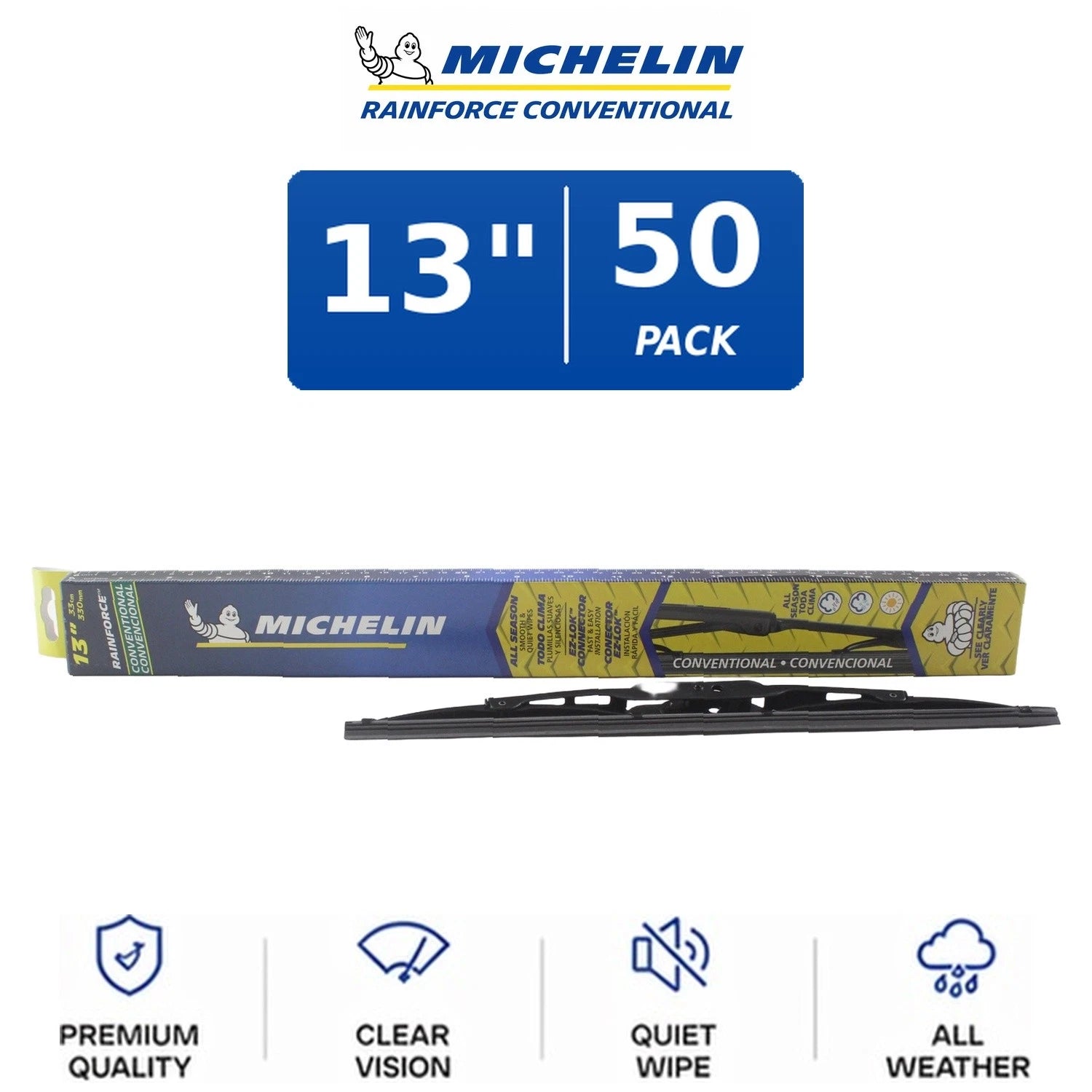 Set of 50 Michelin RainForce Wiper Blades 13" for All Vehicles