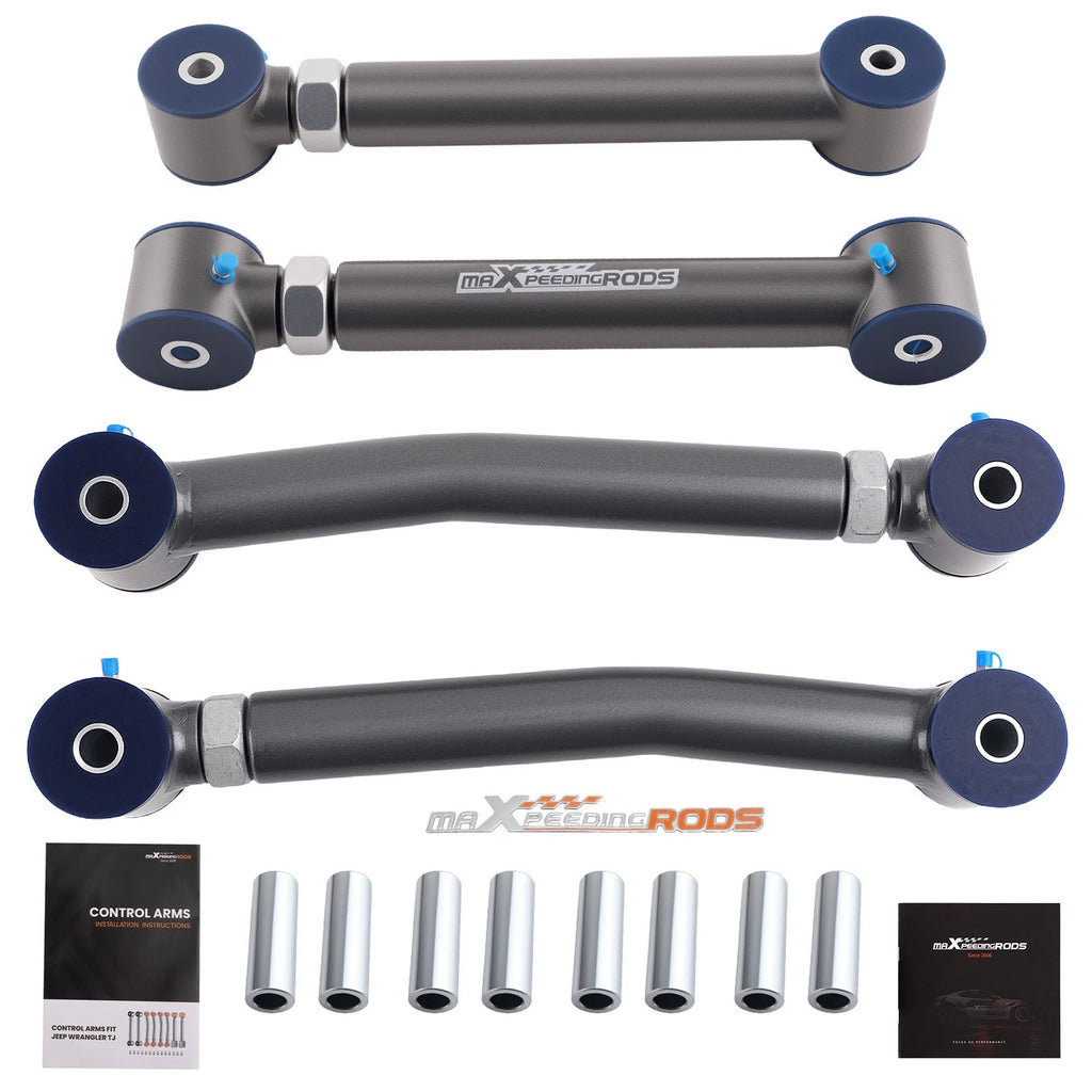 4X Adjustable Rear Upper & Lower Control Arms for Jeep Wrangler TJ (1997–2006)