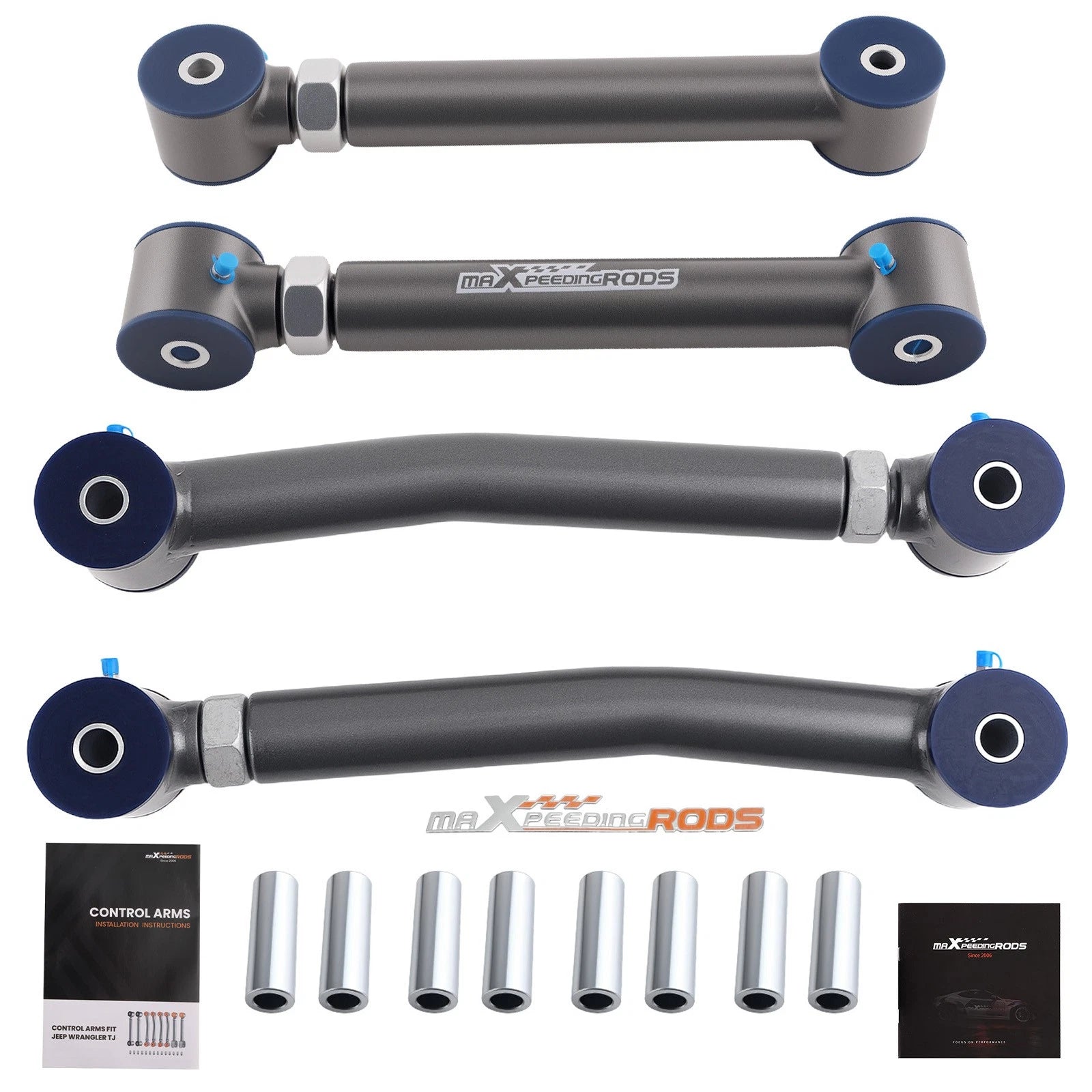 4X Adjustable Rear Upper & Lower Control Arms for Jeep Wrangler TJ (1997–2006)