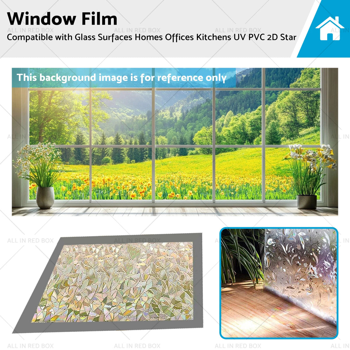 Rainbow Reflective Window Film Static Clings for Universal Fit