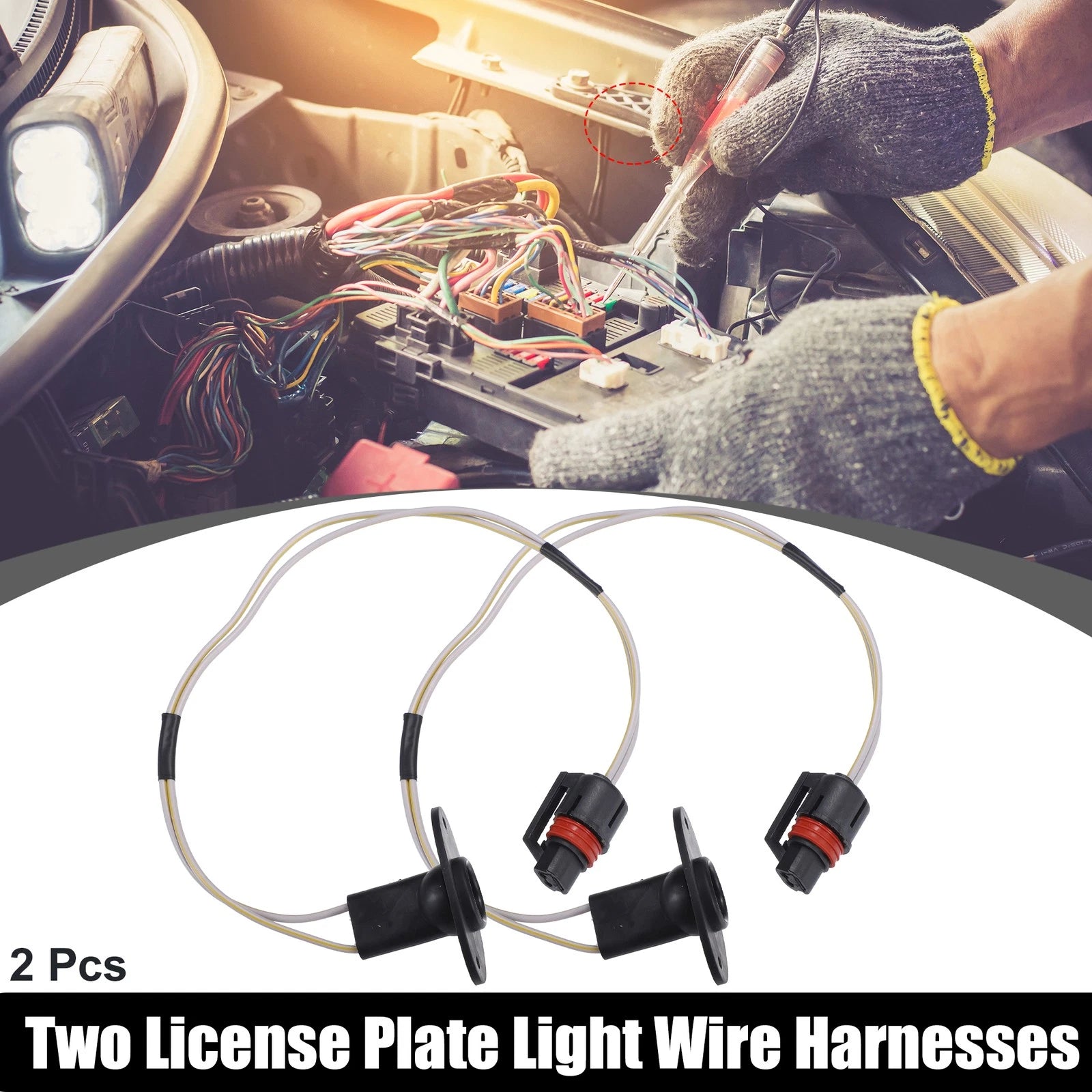 2X License Plate Light Wire Harnesses for Dodge 1500 (1994–2001) Plastic Black