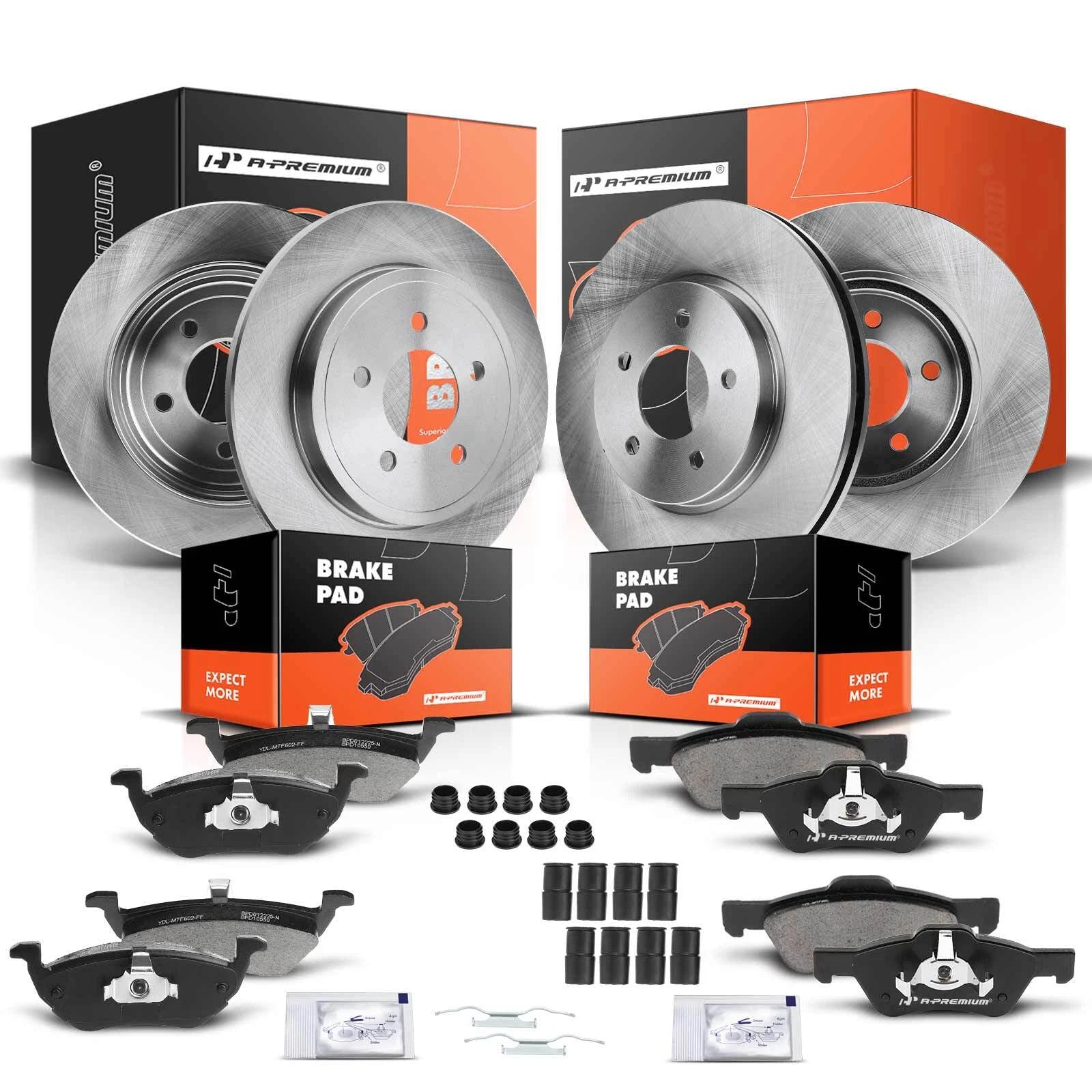 Set of 4 Disc Brake Rotors & Ceramic Pads for Ford Escape (2005–2008)