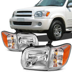 Headlights Assembly Pair for Toyota Tundra (2005–2006) Chrome Housing