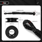 2X Recovery Ring Snatch Block Pulley + 2X Soft Shackle for Tow Winch Rope