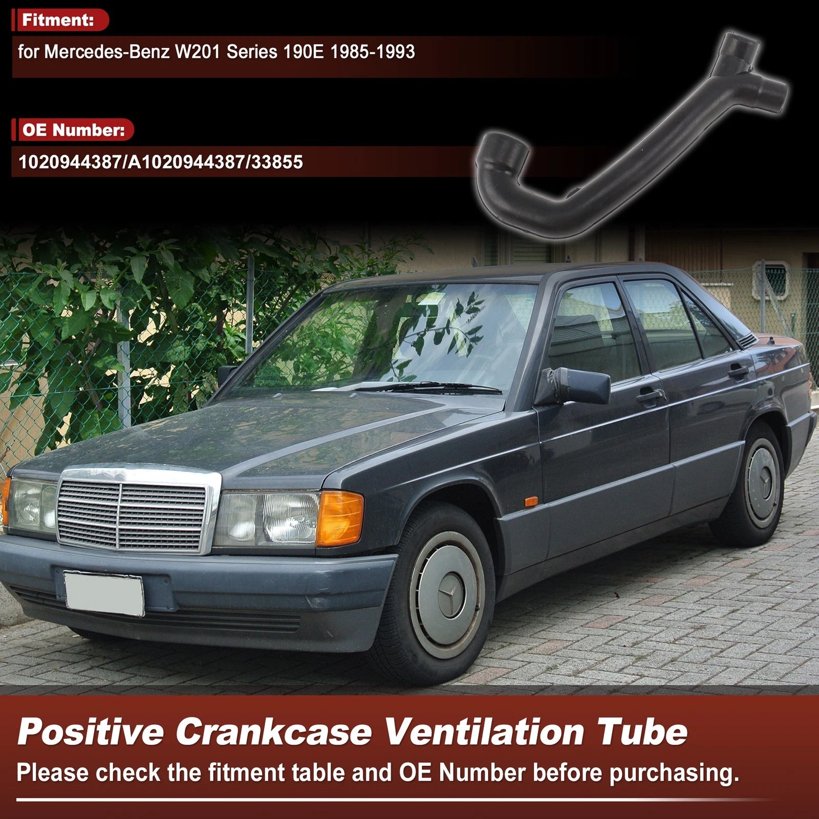 Crankcase Breather Hose for Mercedes-Benz W201 190E (1982–1993) 1020944387