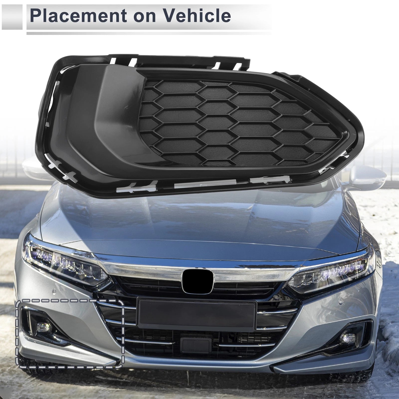 1pc Fog Light Grill for Honda Fit (2018) No. 71103T5HH50, ABS Black