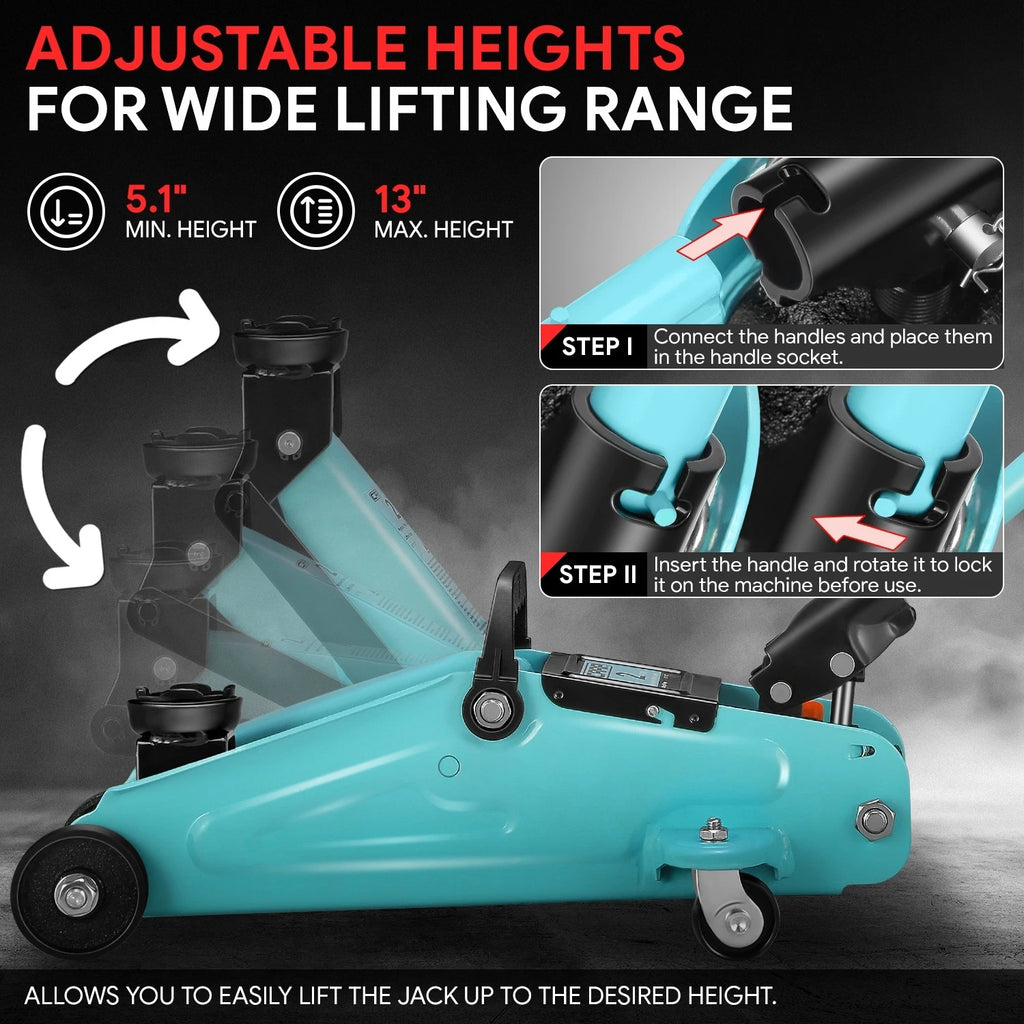 5.1-13in Hydraulic Lift Floor Jack for Universal Use (4000lbs Capacity)