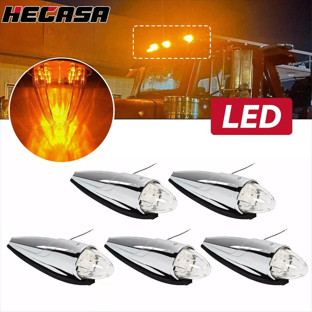 5X LED Torpedo Cab Marker Roof Light for Peterbilt Kenworth Mack