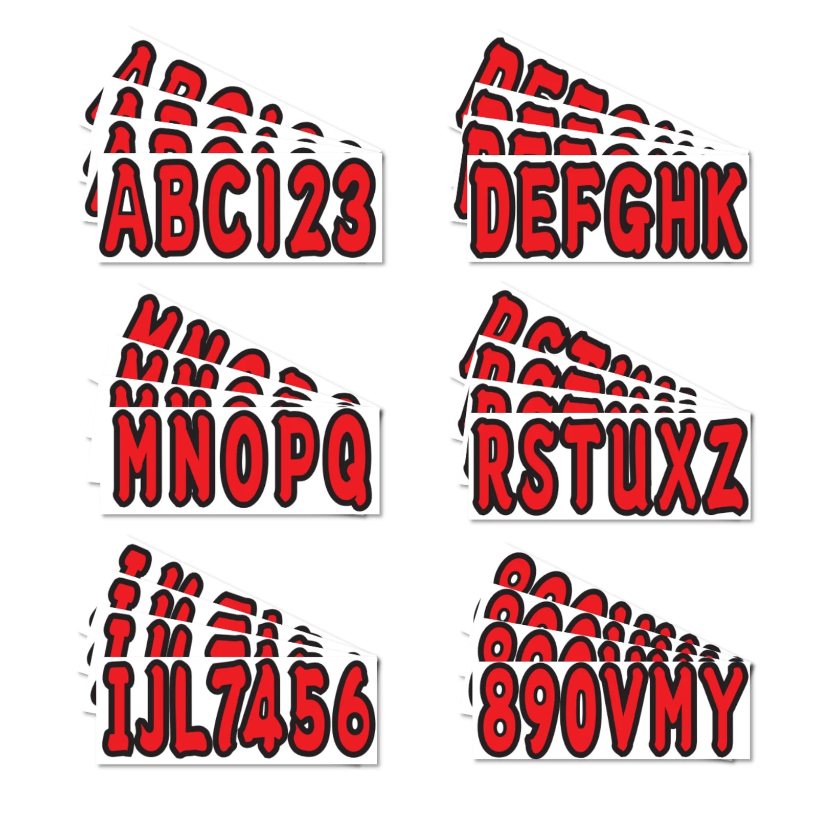 A-Z Letters & 0-9 Numbers Red Marine Boat Sticker Decals