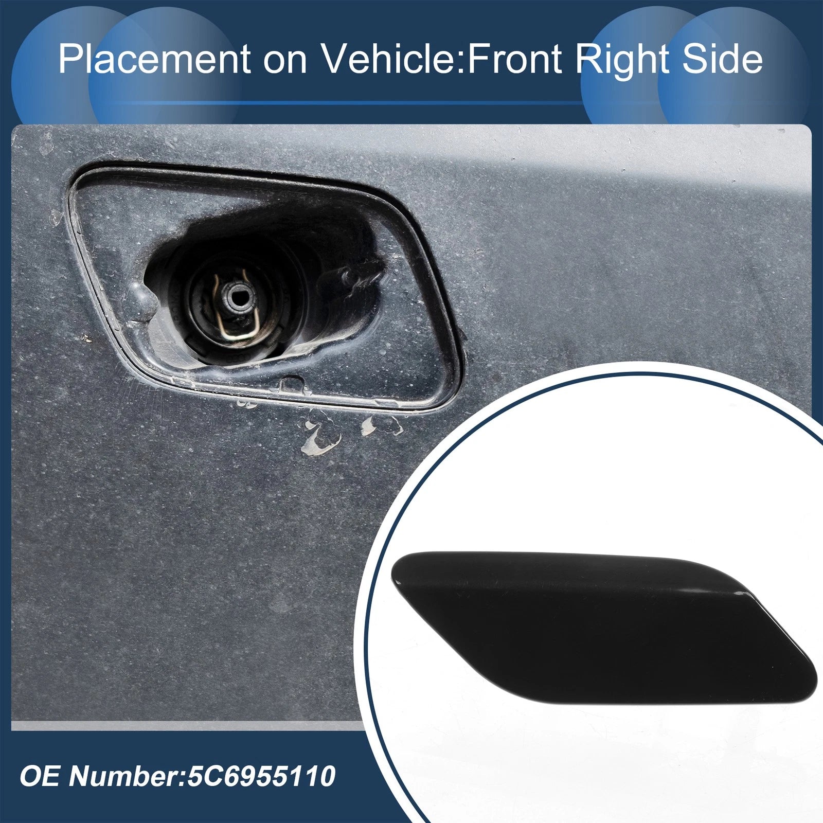Front Right Washer Nozzle Cover Cap for Volkswagen Jetta (2011–2014)