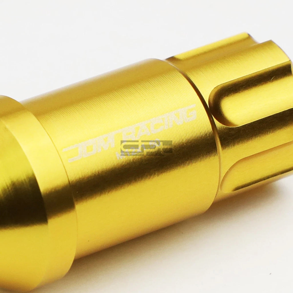 20 PCS Open End M12x1.5 50mm Tall Gold Aluminum Lug Nuts + Lock Key
