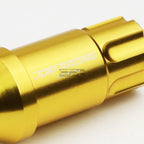 20 PCS Open End M12x1.5 50mm Tall Gold Aluminum Lug Nuts + Lock Key