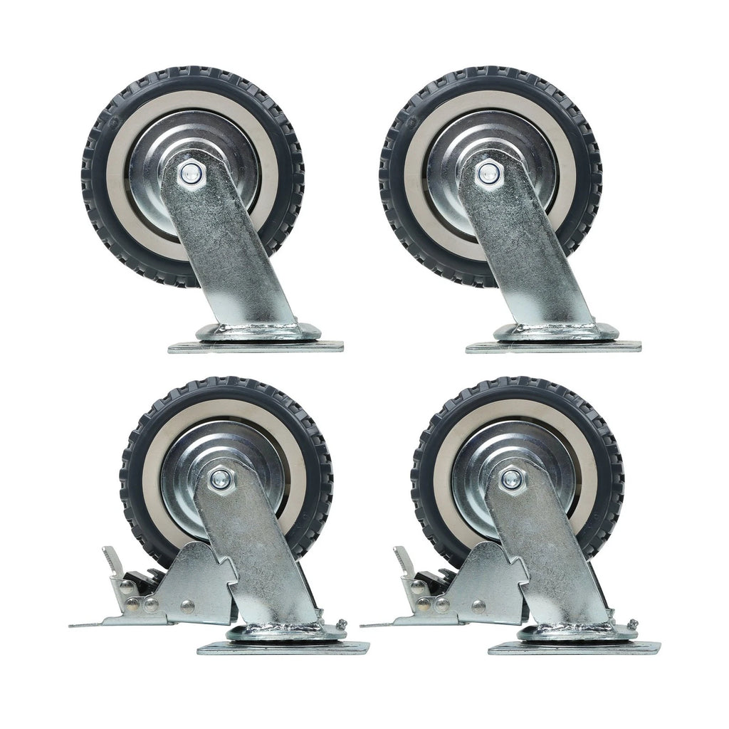 Set of 4 Grey PU Universal Wheels with Inclined Brakes
