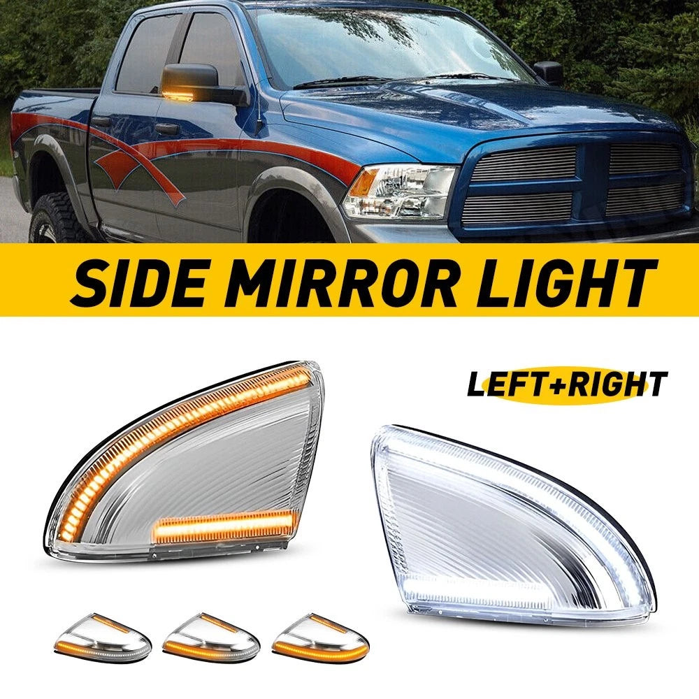 Switchback LED Side Mirror Turn Signal Light Puddle Lamp for Dodge RAM 1500