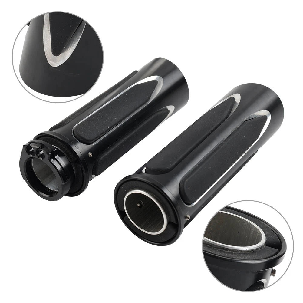 1 Pair of Chrome Handlebar 1" Hand Grips for Harley Touring Softail Dyna