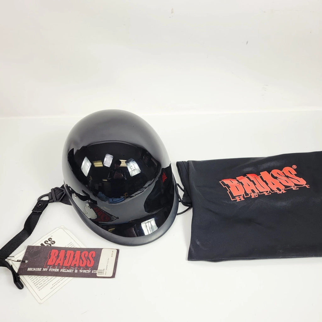 BikerTrooper Half Helmet for Motorcycle (DOT Approved) - Gloss Black