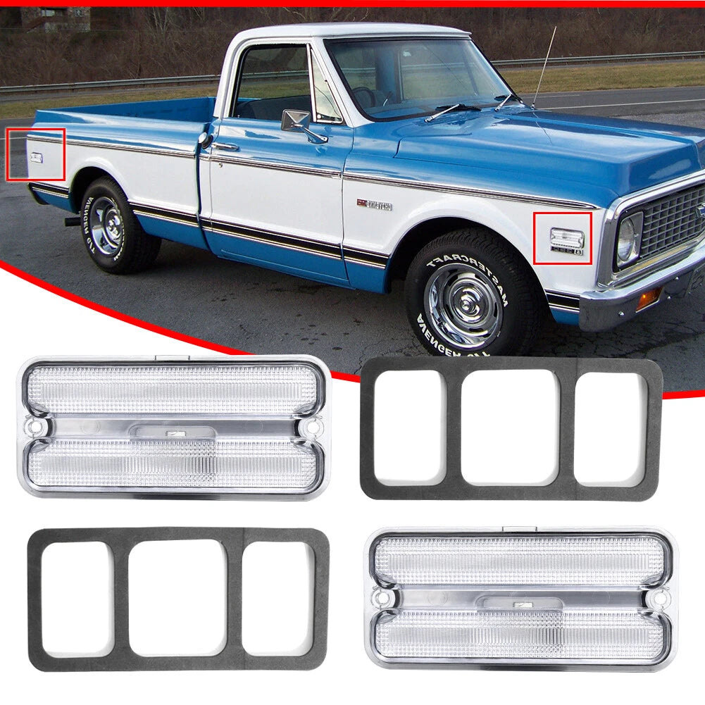Clear Euro Style Side Marker Lights for Chevy GMC Truck (1968–1972)