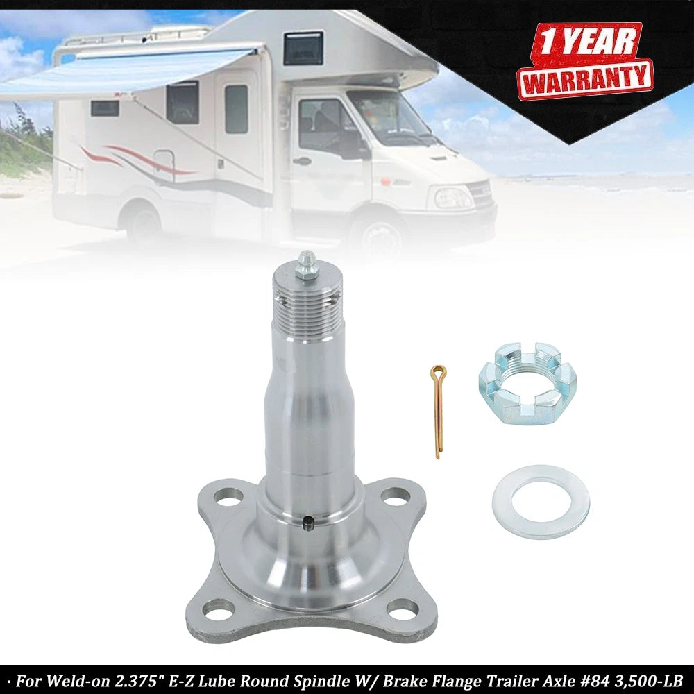 Weld-on E-Z Lube Round Spindle with Brake Flange for Trailer Axle (84)