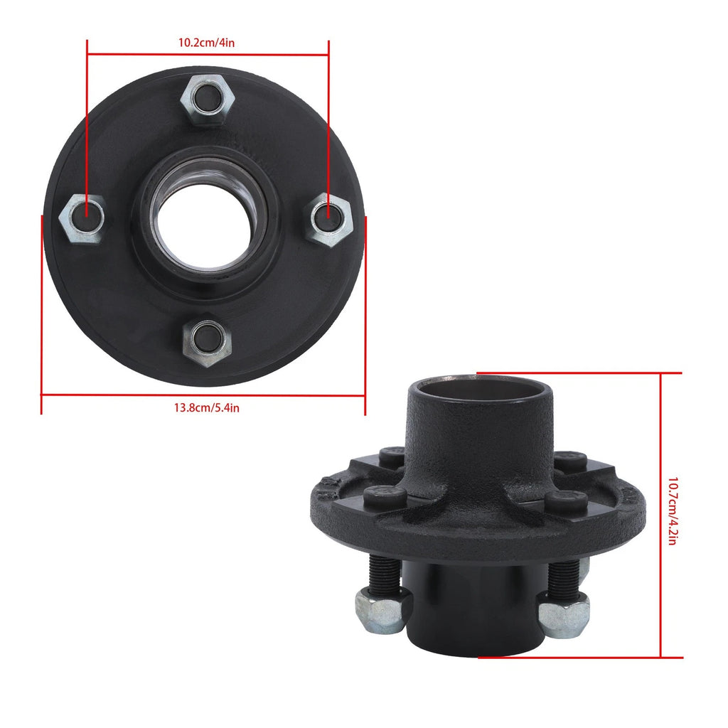 4-Bolt Hub Assembly for 4" Spindle with Bearings