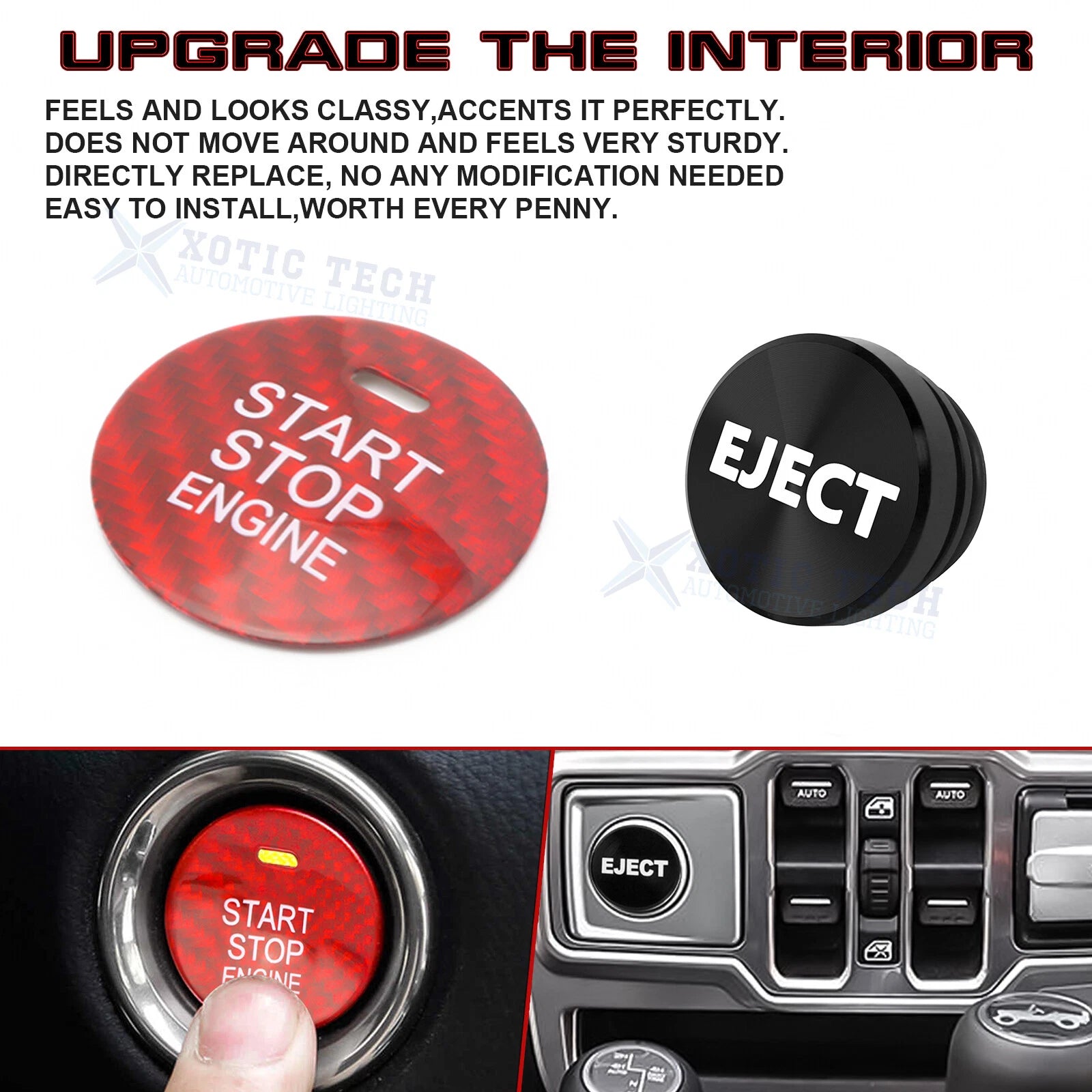 Carbon Engine Start Button + Cigarette Lighter Trim for Mazda (2014-2018)