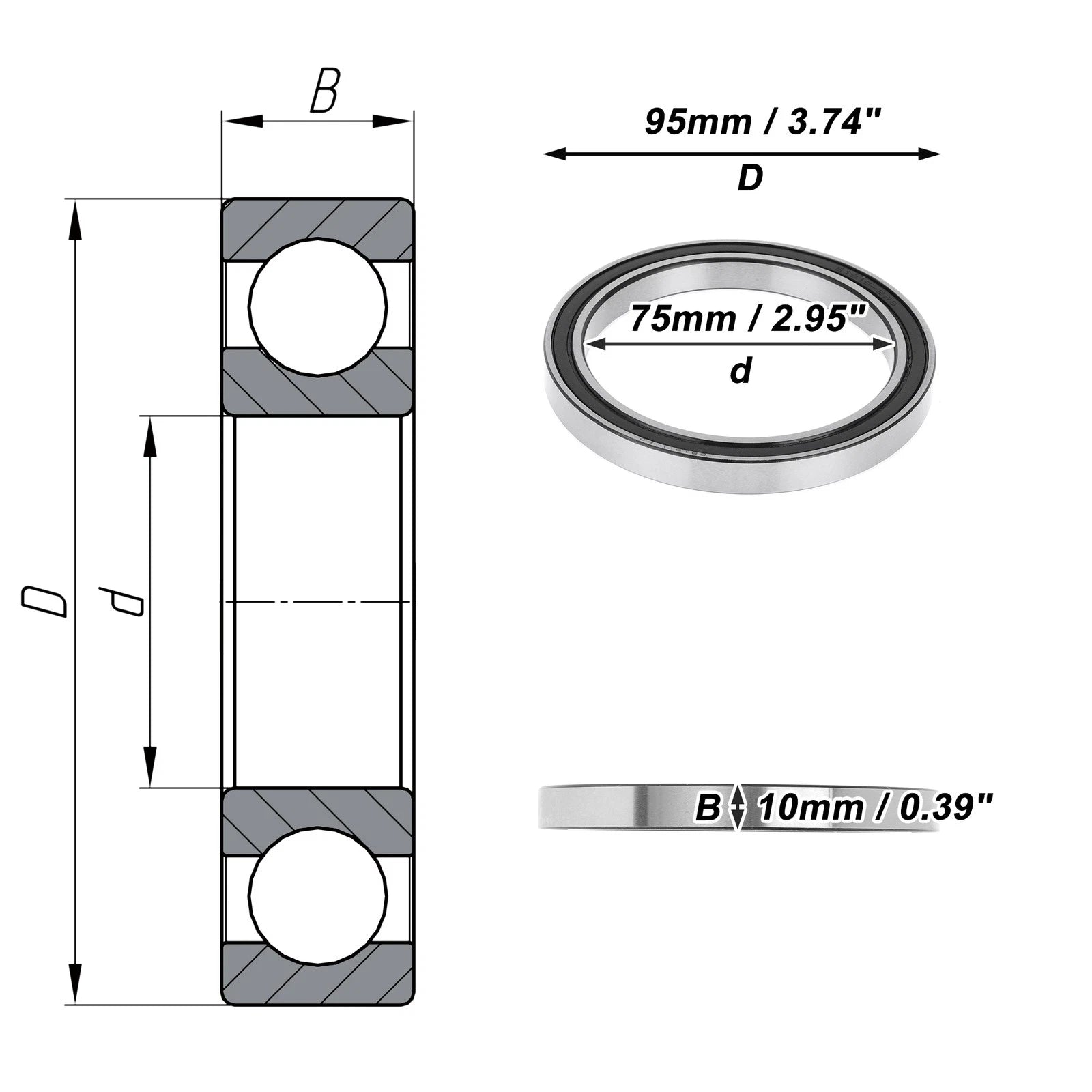 1 Pc Deep Groove Ball Bearing 6815VV for Scooter Skateboard Wheel