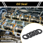 Set of 5 Oil Seal Rotary Shaft Seal NBR Rubber 40x62x8mm