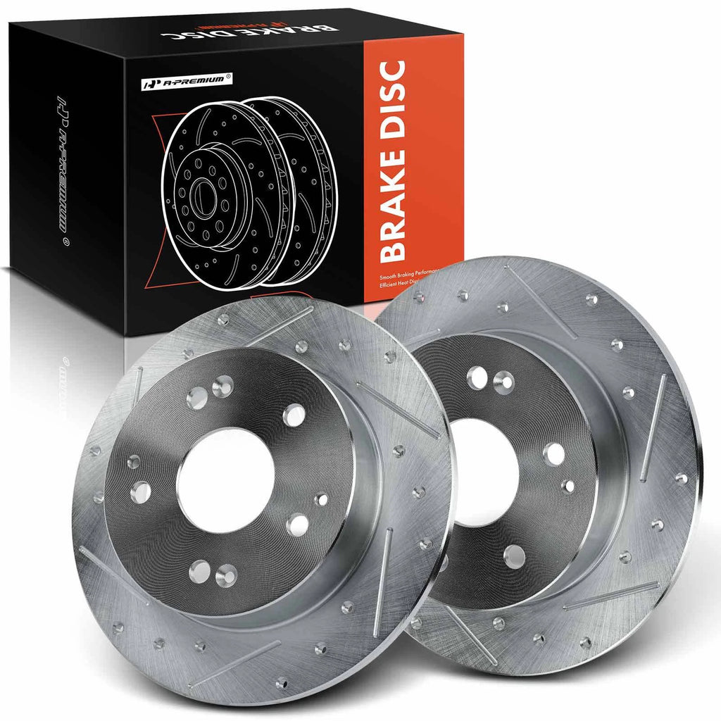 Set of 2 Rear Drilled Brake Rotors for Honda Civic Accord Acura Integra