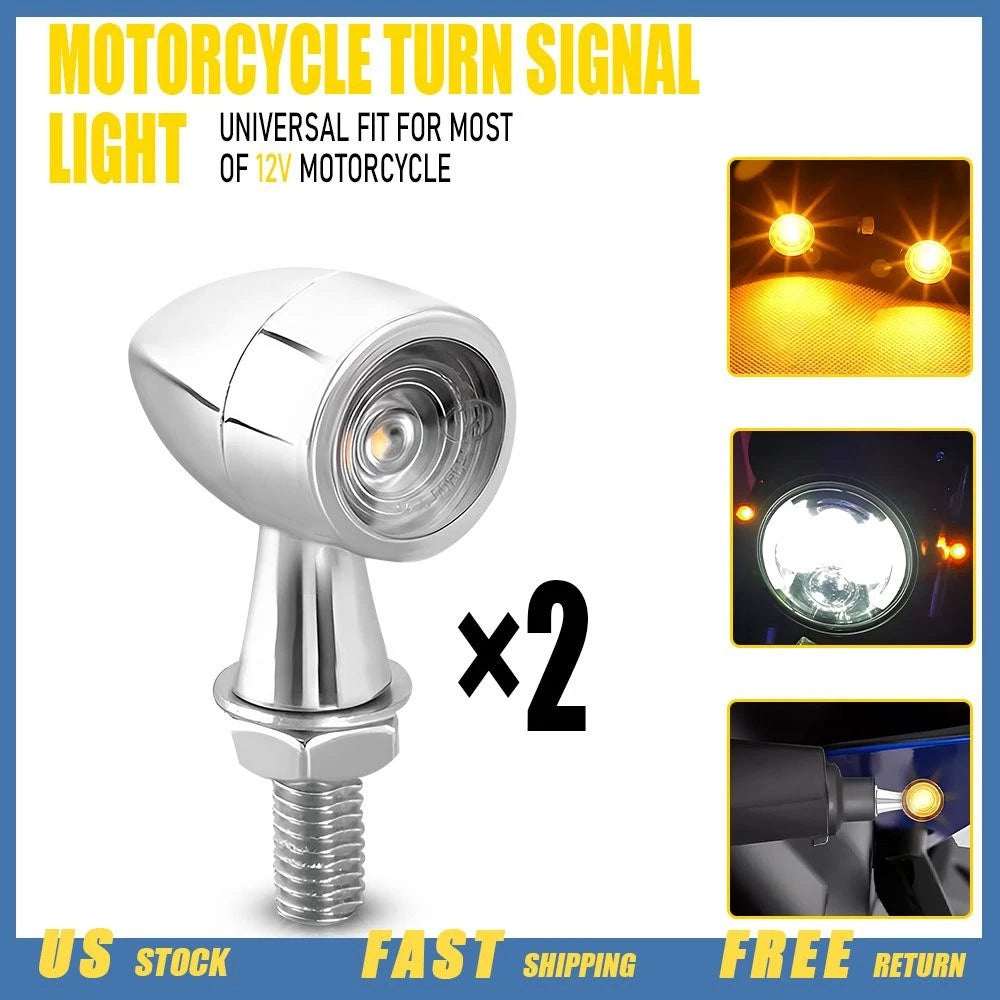 LED Bullet Turn Signals for Mini Motorcycle (Chrome)