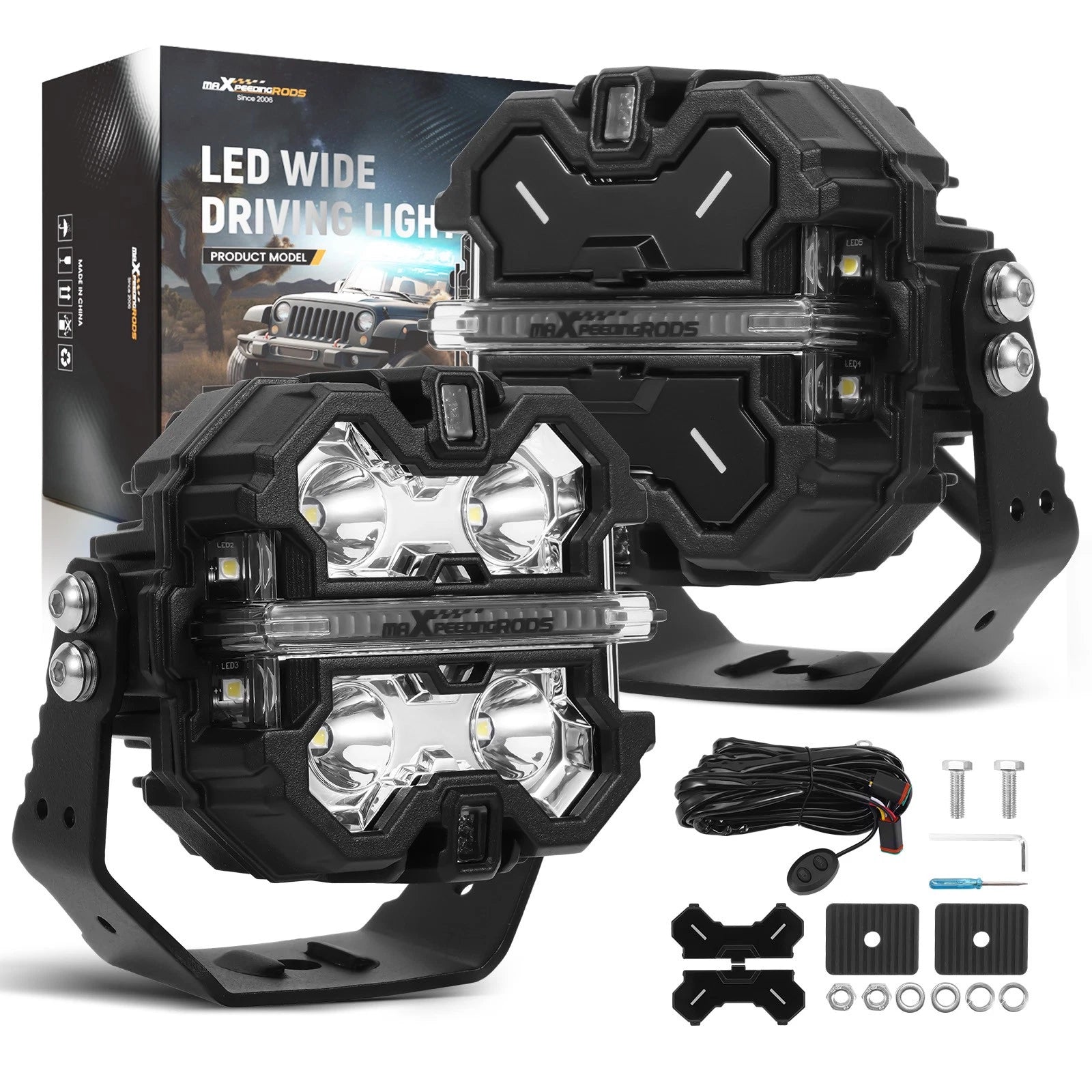 LED Light Pods for Off Road Vehicles (3.5 Inch, White Amber)