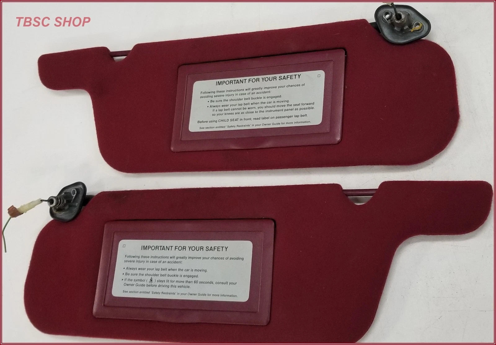 Sun Visor Set for Thunderbird Cougar (1989–1993) Red Lighted