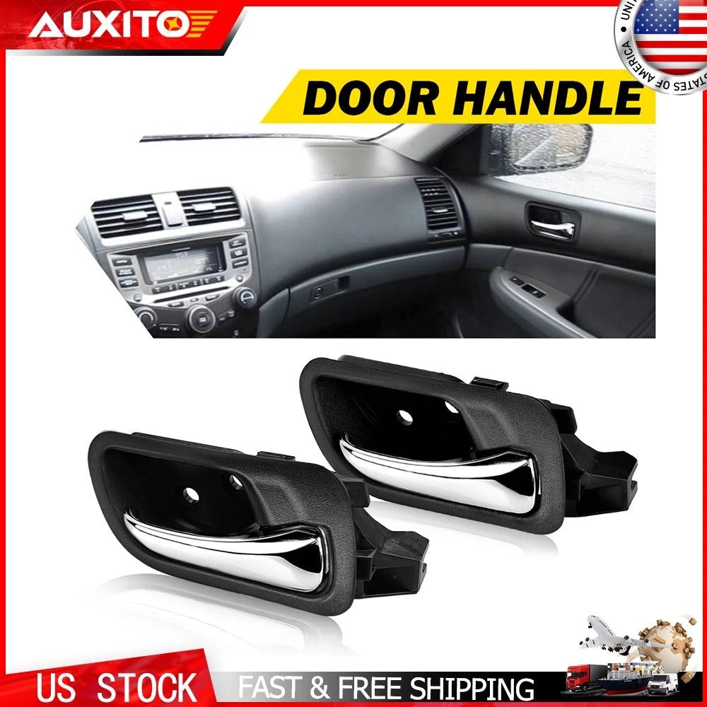 Set of 2 Interior Door Handles for Honda Accord (2003–2007) Chrome Black