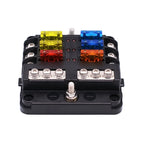 6 Way 12V/24V Car Power Distribution Blade Fuse Holder Box