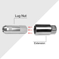 Set of 20 M12X1.5 Silver JDM Open End Conical Wheel Lug Nuts + Extension 20mm