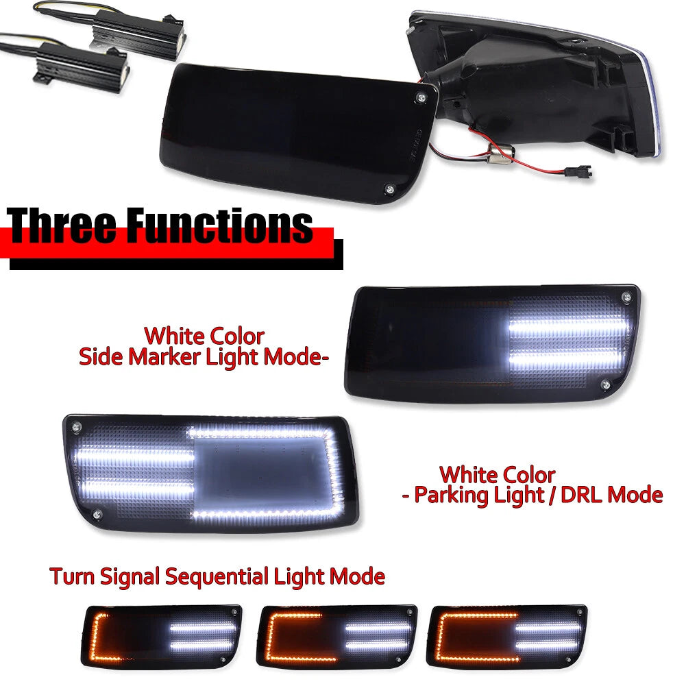 2Pcs Smoke Lens DRL Turn Signal with Amber LED Lights for Nissan 300ZX Z32