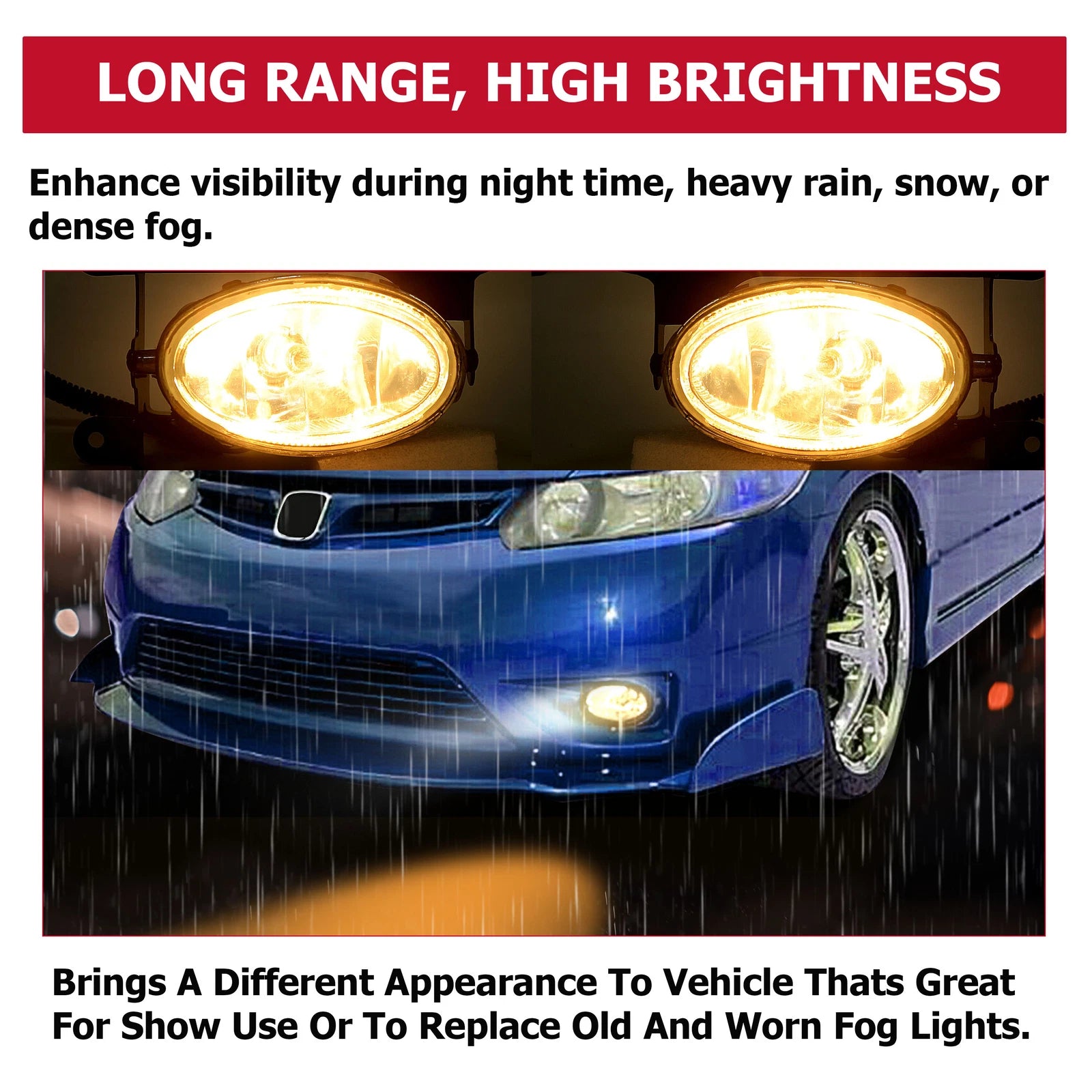 Pair Clear Lens Fog Lights for Honda Civic 2-Door (2006-2008)