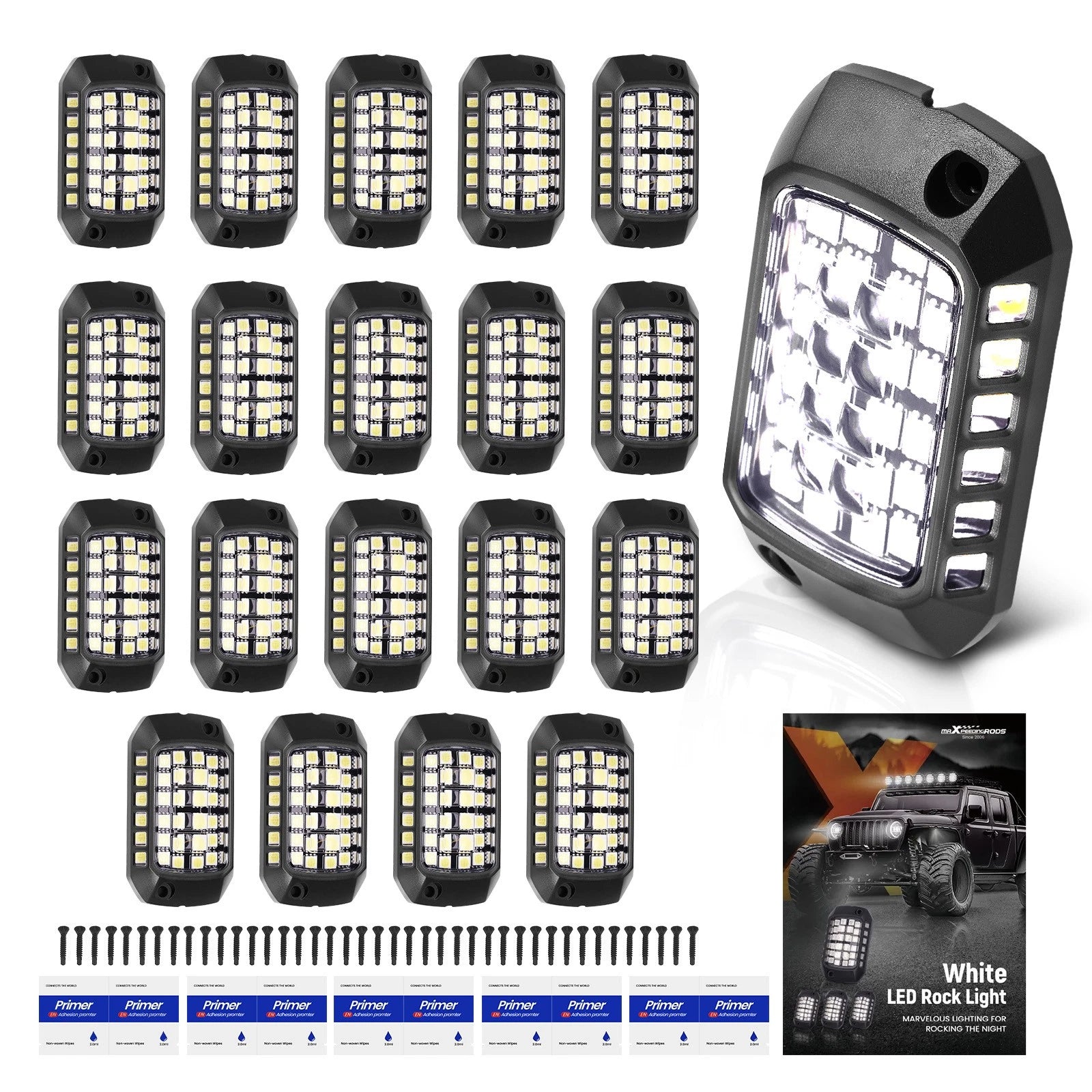 Rock Light Pods for Universal Car Truck SUV Jeep ATV (12V, Waterproof, White LED)