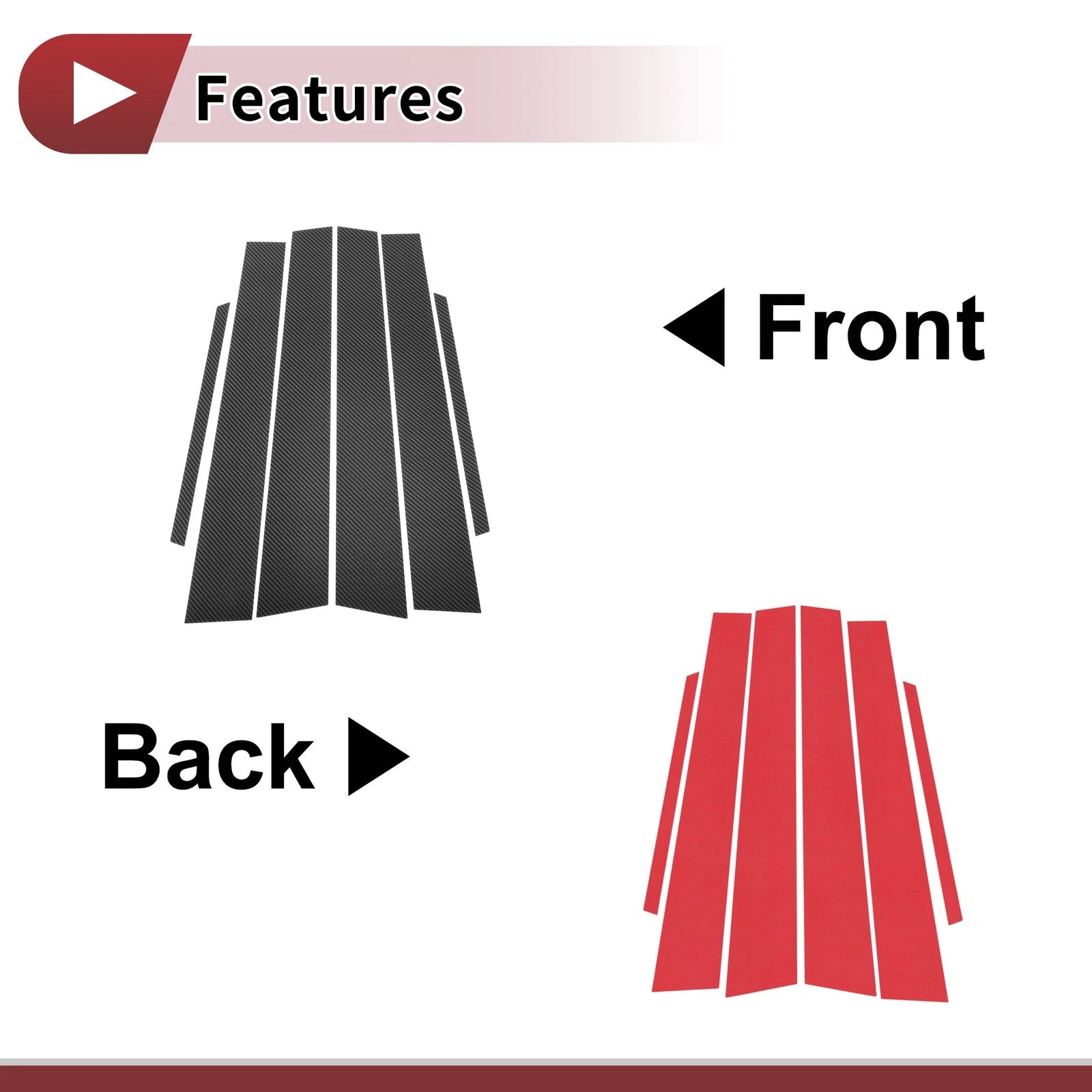Set of 6 Car Door Pillar Window Trim for Toyota Altis E120 (2001–2006) Carbon Fiber