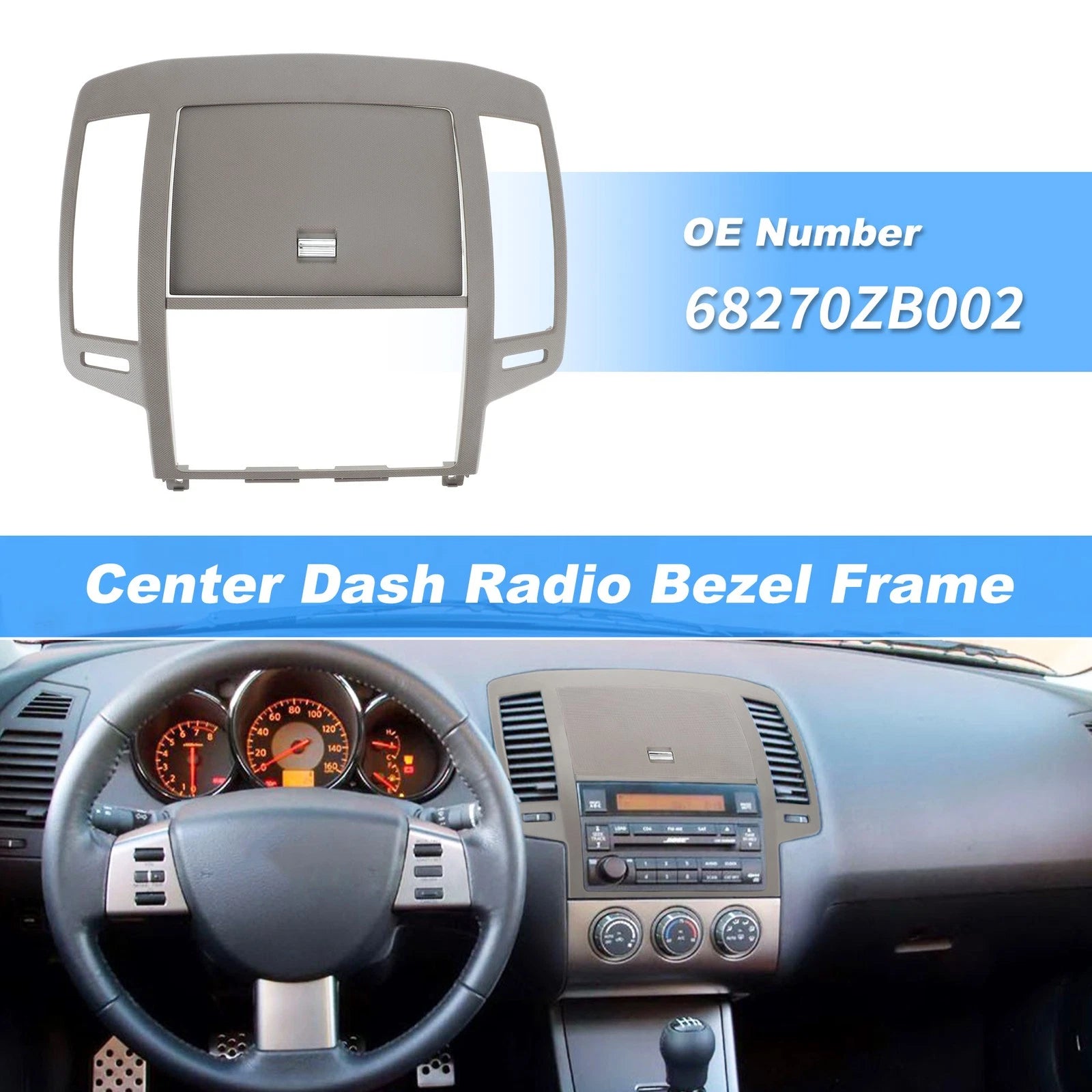 Center Dash Radio Bezel Storage Cubby Vents Frame for Nissan Altima (2005–2006)