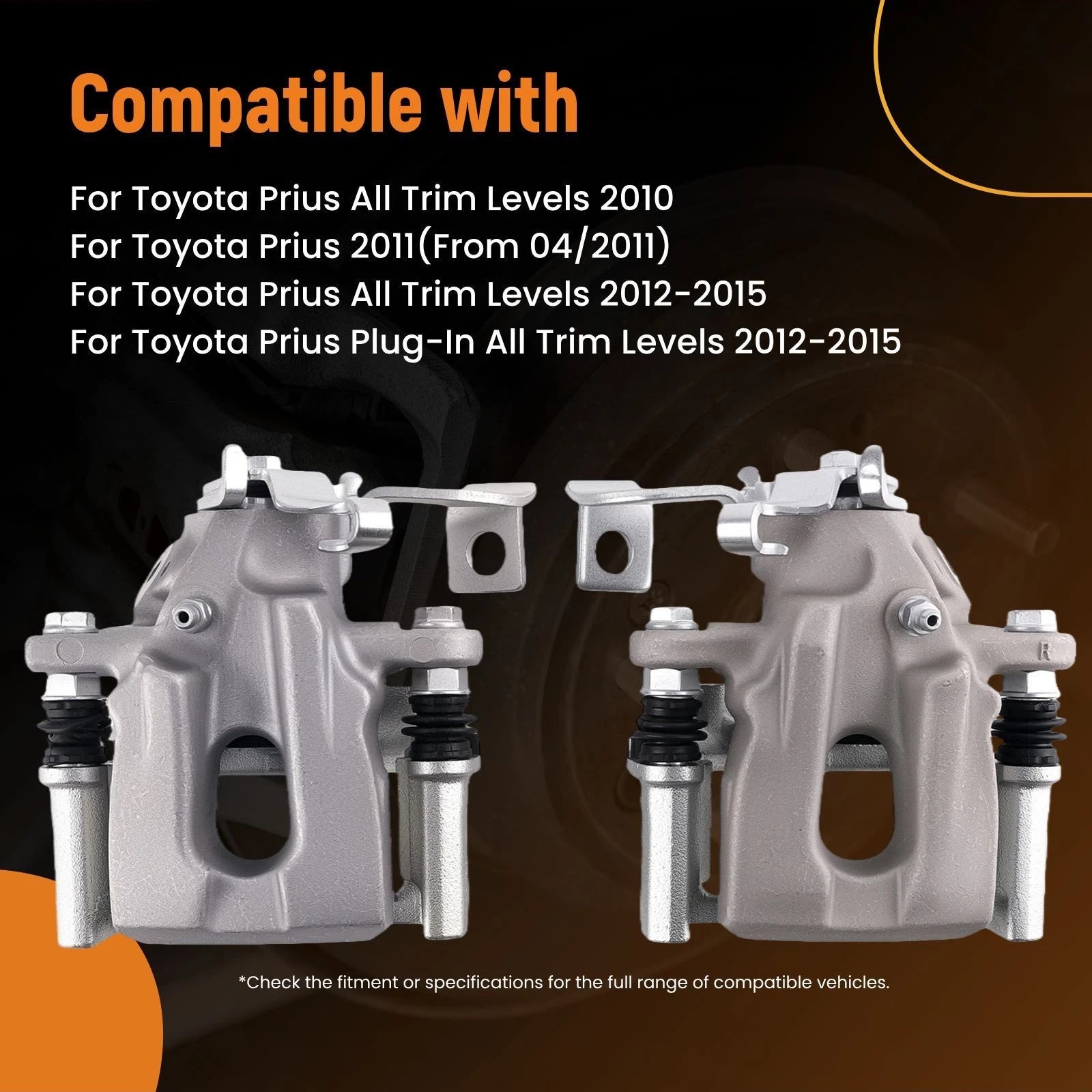 Rear Disc Brake Calipers for Toyota Prius (2010–2015)