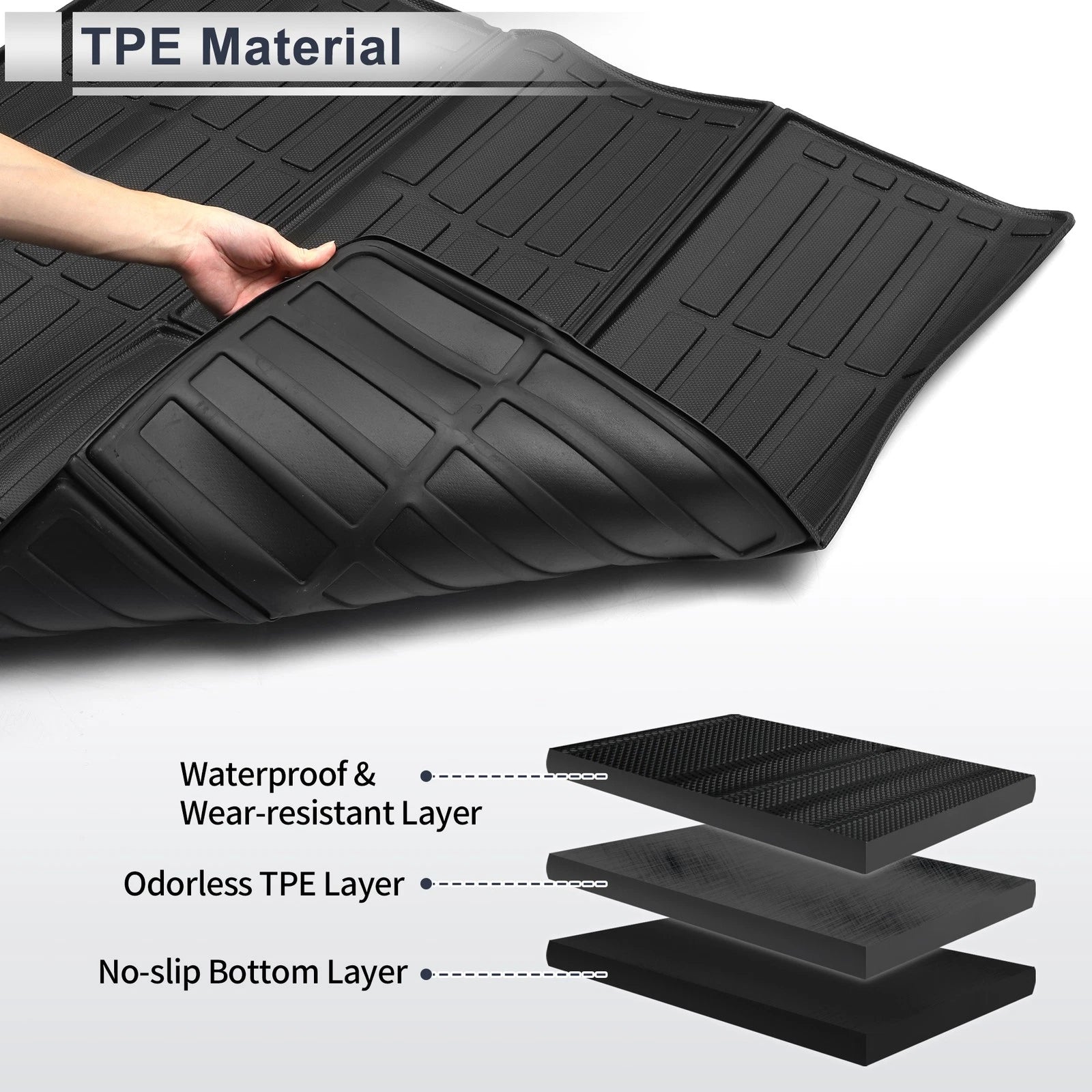 Cargo Liner Rear Trunk Mat for Honda Pilot (2016–2022) TPE Long Grid Pattern
