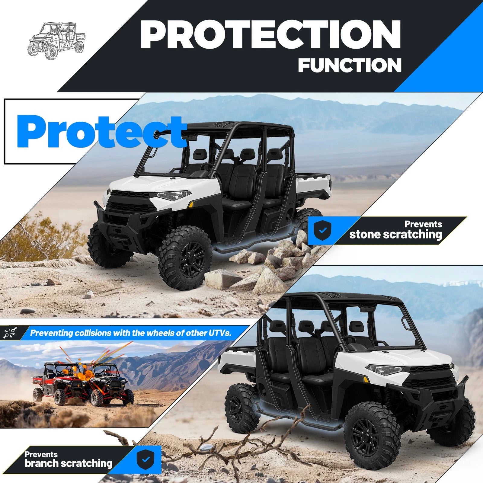 Set of 2 Rock Sliders Nerf Bars for Polaris Ranger Crew XP 1000 (2019–2025)