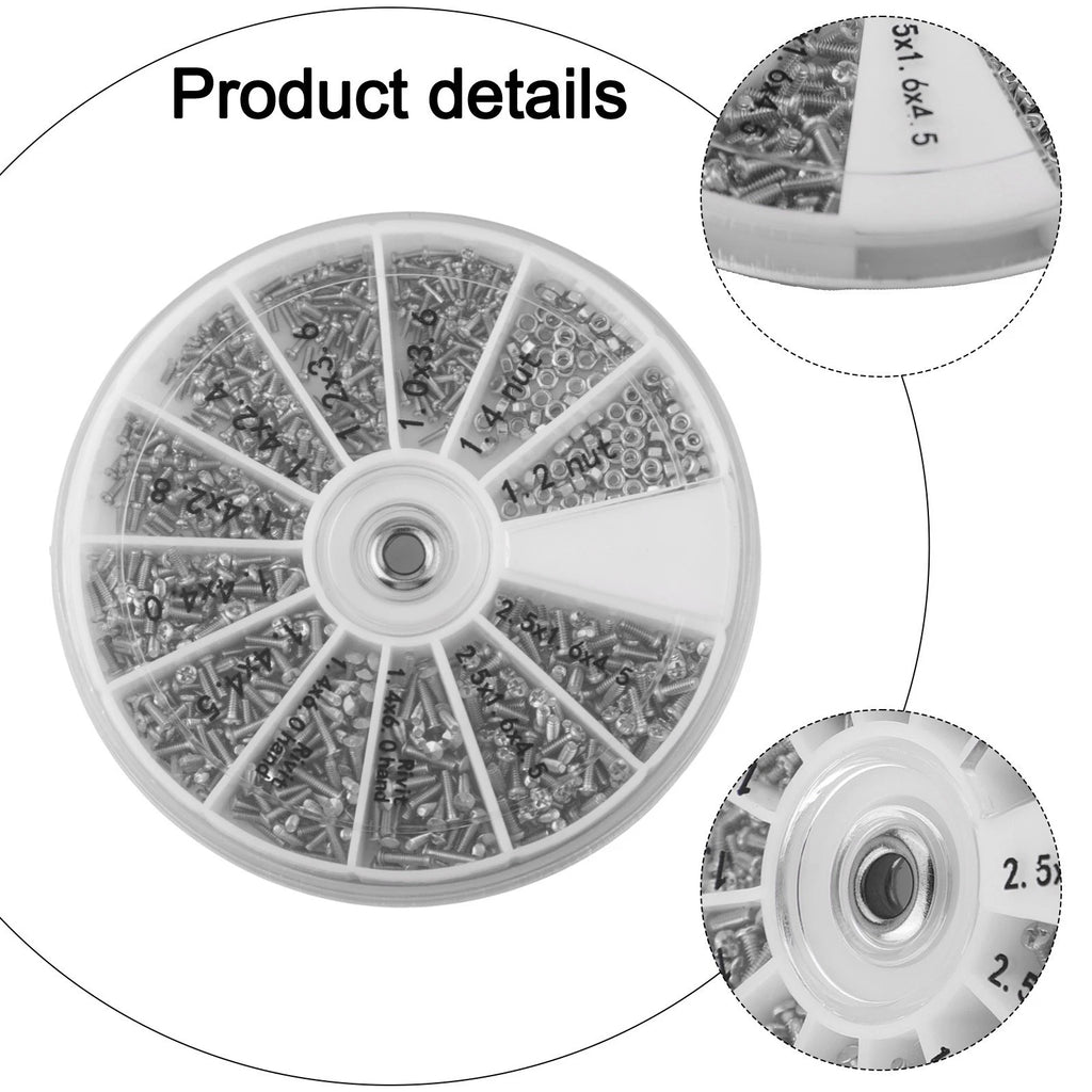Screw and Nut Kit for Watches, Sunglasses, Mobile Devices (600 Pieces)
