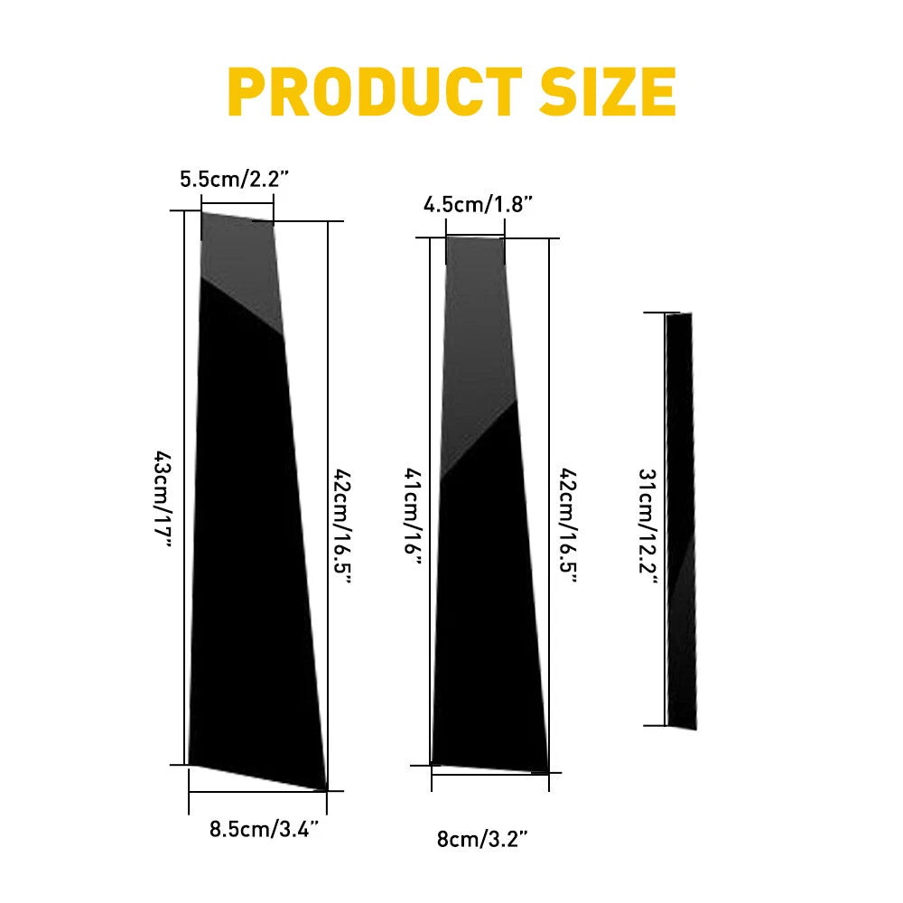 Set of 6 Door Window Pillar Posts Trim Covers for Honda Accord (2008–2012)