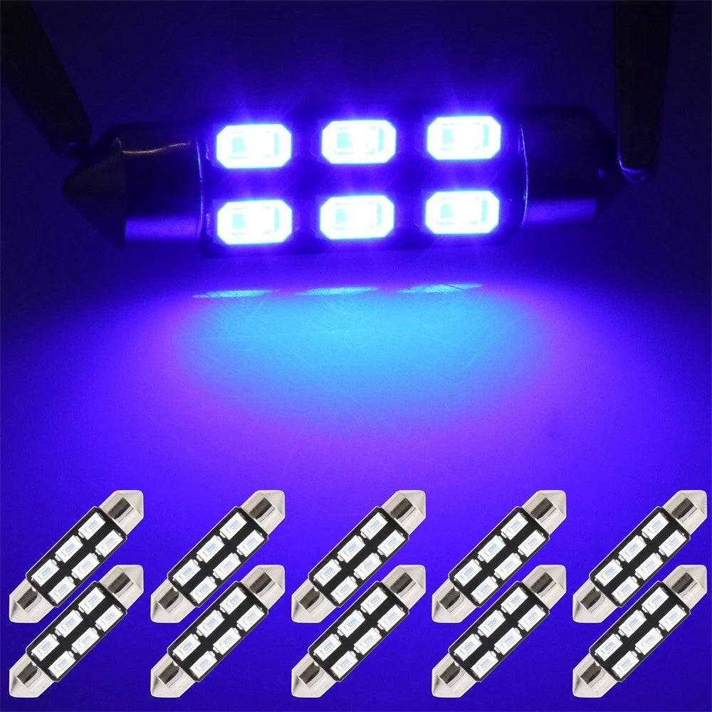 10pcs 39mm 5730-6-SMD Blue LED Festoon Bulb for Car Interior Lamp
