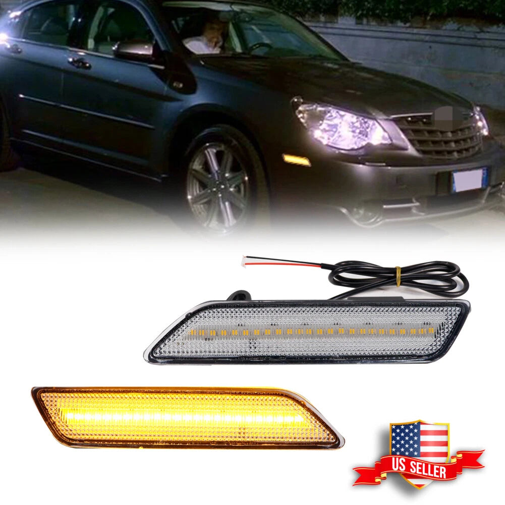 2X Clear Amber LED Front Side Marker Lights for Chrysler Sebring (2007–2010)