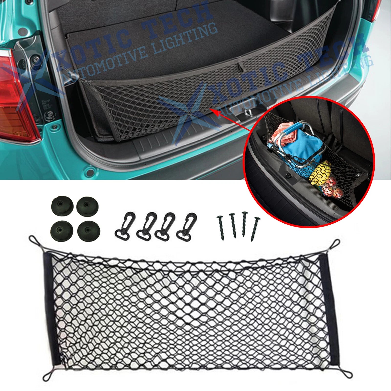Lexus Rear Cargo Luggage Storage Hatchback Black Mounting Hook Mesh Net (2010–2022)