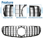Front Upper Bumper Grille for Mercedes-Benz GLC250 2017-2018 Gloss Black